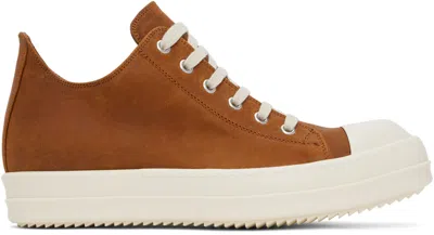 Rick Owens Orange Low Sneakers In 5311 Clay/milk/milk