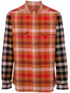 RICK OWENS ORANGE PLAID-CHECK COTTON SHIRT