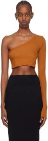 Rick Owens Orange Ziggy Long Sleeve T-shirt In 53 Clay