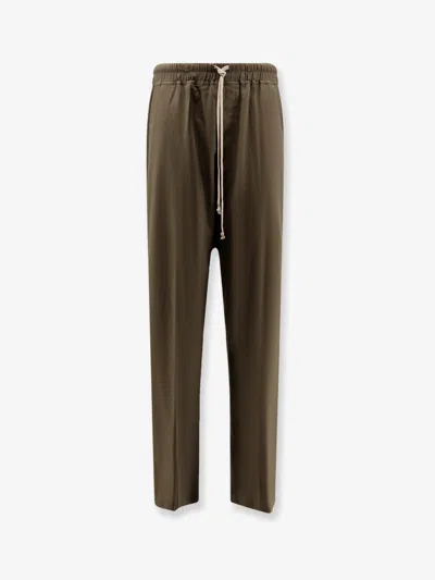 Rick Owens Organic Cotton And Certified Silk Trousers In Green