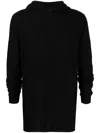 Rick Owens Organic-cotton Fine-knit Hoodie In Schwarz