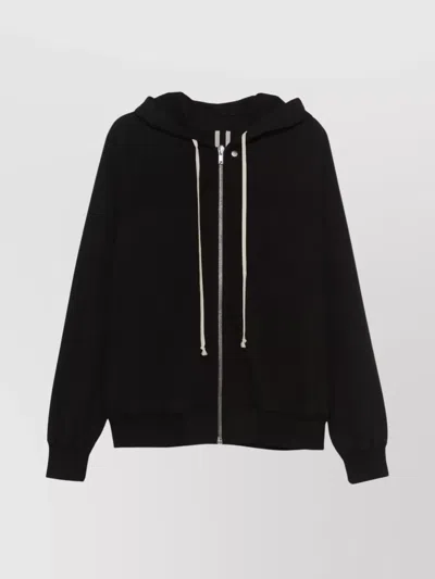 Rick Owens Organic Cotton Hooded Sweatshirt Drawstring In Black