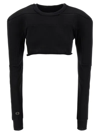 Rick Owens Organic Cotton Scuba-panelled Sweatshirt In Black