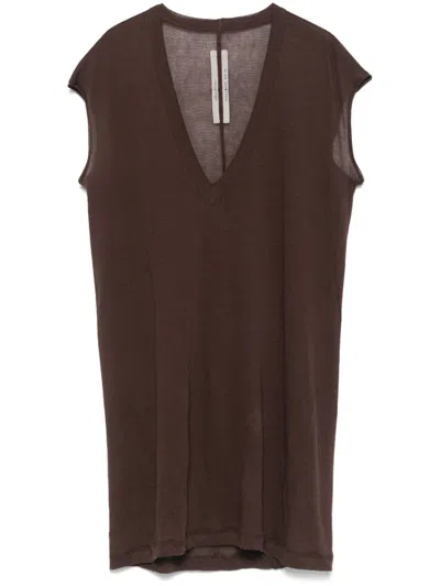Rick Owens Organic Cotton Tank Top In Brown