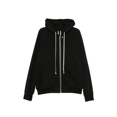 Rick Owens Organic Cotton Zip-through Hoodie In Black