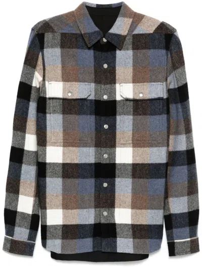 Rick Owens Blue Porterville Oversized Shirt In Multi