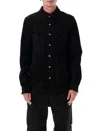 Rick Owens Black Suede Outershirt With Classic Collar In Black