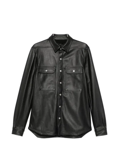 Rick Owens Outershirt Leather Shirt Jacket In Black