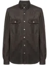 Rick Owens Black Jacket With Patch Pockets On The Chest In Cotton Blend Man In Grau
