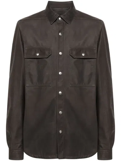 RICK OWENS OUTERSHIRT LEATHER SHIRT JACKET