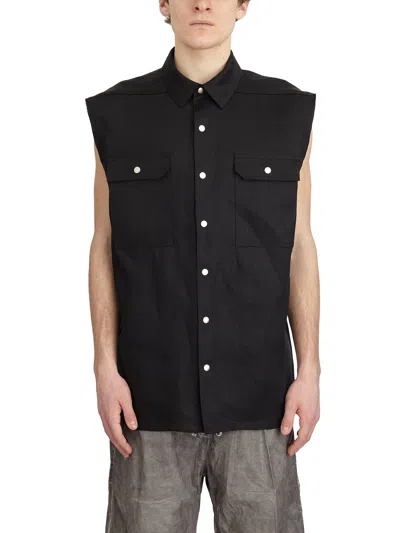 RICK OWENS RICK OWENS OUTERSHIRT SENZA MANICHE JUMBO BLACK