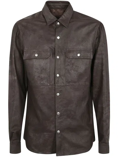 Rick Owens Outeshirt Leather Jacket In Red