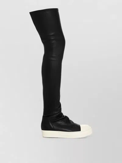 Rick Owens Overknee Boots Contrast Platform Sole In Black