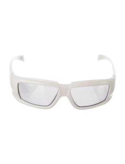 Pre-owned Rick Owens Oversize Mirrored Sunglasses In White