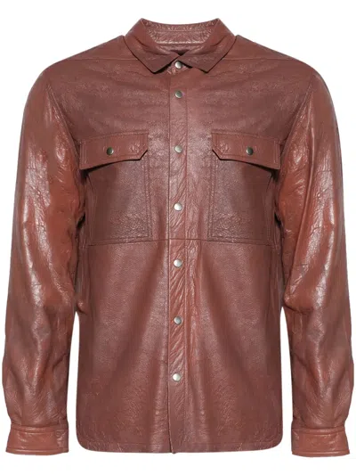 Rick Owens Oversize Shirt In Brown