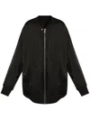 Rick Owens Oversized Black Bomber Jacket With Design In Black
