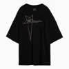RICK OWENS RICK OWENS OVERSIZED BLACK COTTON TOMMY T T SHIRT WITH LOGO