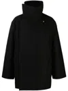 Rick Owens Oversized Black Poncho With High Collar In Black