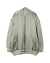 Rick Owens Oversized Celadon Bomber Jacket With Ribbed Details In Green