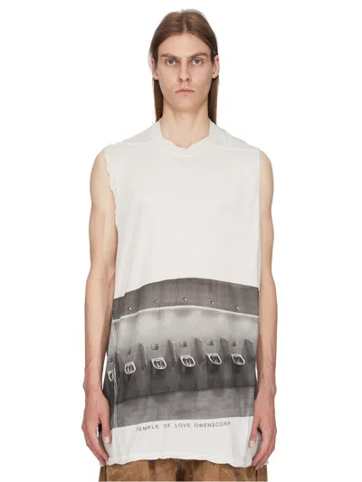 Rick Owens Jumbo Printed Cotton Jersey Tank Top In Neutral