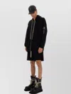 Rick Owens Oversized Hoodie With Long Drawstrings And Front Pockets In Black