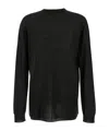 Rick Owens Black Oversized Crewneck Top In Semi Sheer Knit Man In Black