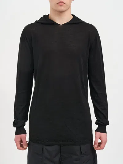 Rick Owens Oversized Ls Hoodie Black Sweater In Multi
