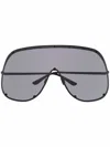 Rick Owens Statement Rimless Sunglasses With Oversized Frame In Black