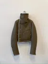 Rick Owens Oversized Pointed Collar Biker Jacket In Green