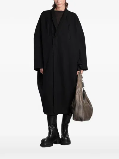 Rick Owens Oversized Shawl-collar Coat In Black