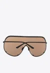 Rick Owens Oversized Shield-frame Sunglasses In Brown