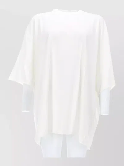 Rick Owens Oversized Top Dropped Shoulders Round Neck In White