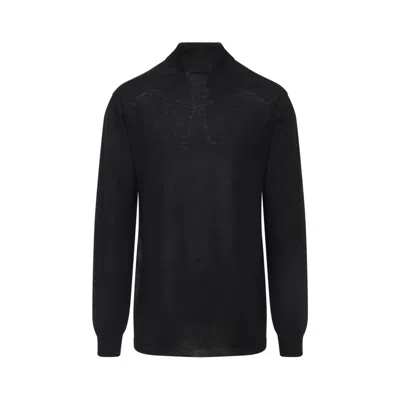 RICK OWENS OVERSIZED TURTLE BLACK WOOL PULLOVER