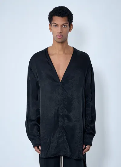Rick Owens Oversized V-neck Shirt In Black