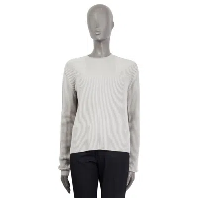 Pre-owned Rick Owens Oyster Grey Wool 2021 Fisherman Rib Knit Crewneck Sweater S In Gray