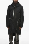 Rick Owens Padded Bauhaus Fishtail Parka With Asymmetric Hem In Black
