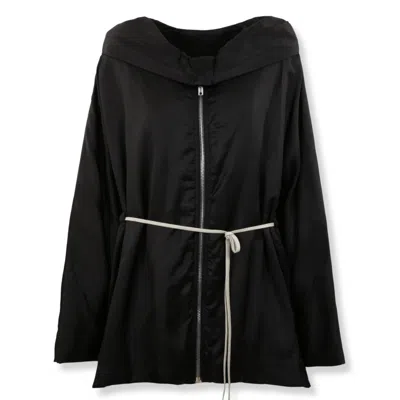 RICK OWENS PADDED BLACK JACKET WITH HIGH COLLAR