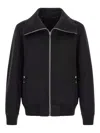Rick Owens Black Rain Bomber Jacket With High Neck And Functional Pockets In Black