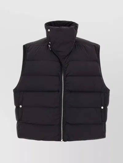 RICK OWENS PADDED HIGH COLLAR VEST WITH SIDE POCKETS