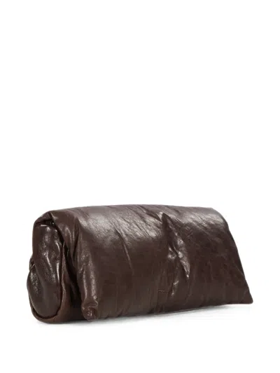 Rick Owens Padded Leather Clutch Bag In Brown