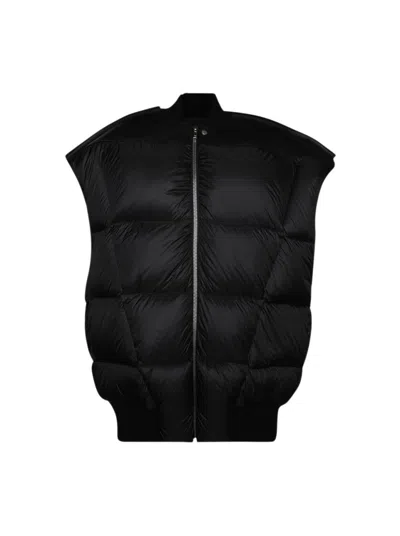 Rick Owens Padded Leather Jumbo Flight Vest In Black
