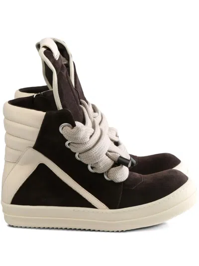Rick Owens Padded Leather Sneakers In Brown