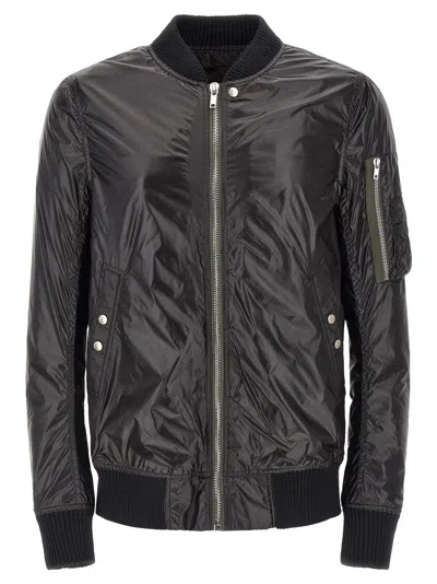Rick Owens Padded Nylon Bomber Jacket In Black