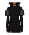 Rick Owens Padded-panels Ribbed-knit Fitted Jacket In Black