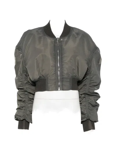 Rick Owens Padded Ruched-sleeve Bomber Jacket In Black