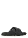 Rick Owens Twisted Design Lamb Leather Slides In Black