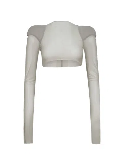 Rick Owens Padded-shoulder Cropped Top In Gray