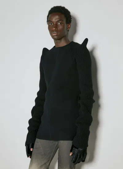 Rick Owens Panel Construction Knit Sweater In Black