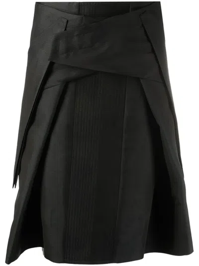 Rick Owens Panelled A-line Midi Skirt In Black