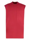 Rick Owens Ribbed Collar Sleeveless Crew Neck Tank Top In Red